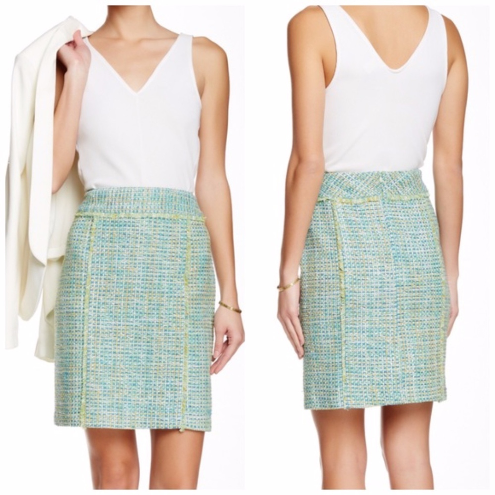 J. McLaughlin Highland Silk Blend Tweed Skirt